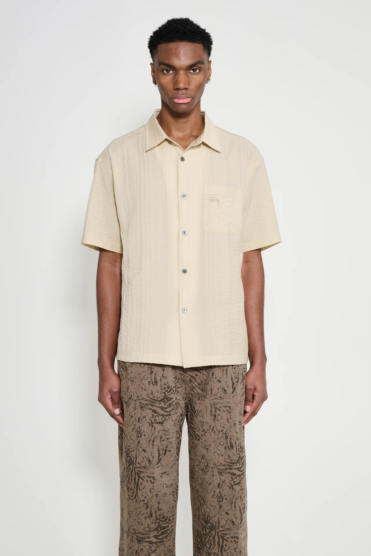 Stüssy Pleated Textured Shirt Tan 2